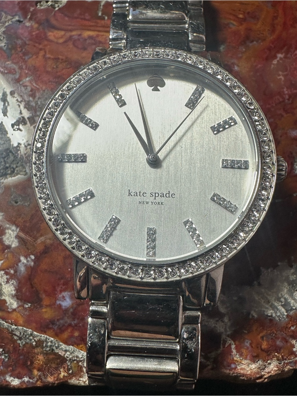 kate spade Silver Crystal-Trim Bracelet Watch
